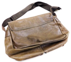 A Prada brown leather shoulder bag, with zipped and open front compartments, bears plaque, 45cm wide. - 3