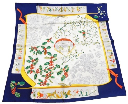 A Hermes Neige d'Antan silk scarf, designed by Caty Latham 85cm x 85cm.
