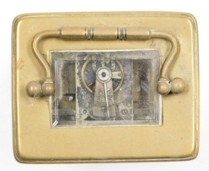 A late 19thC brass cased carriage clock, rectangular enamel dial bearing Roman numerals, single barrel movement, the case of conventional form, with key, 12cm high. - 4