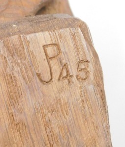 A mid century wooden sculpture of a nude woman, her hands bound with a rope around her waist, monogrammed JP, dated '45, 45cm high. - 3