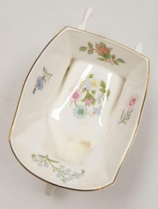A group of Aynsley Wild Tudor pattern porcelain ornaments, including a wheelbarrow, pair of Wellington boots, vases, watering can, and a jug. (7) - 2