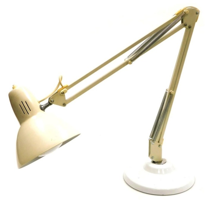A late 20thC cream and white Anglepoise type table lamp. Buyer Note: WARNING! This lot contains untested or unsafe electrical items. It is supplied for scrap or reconditioning only. TRADE ONLY