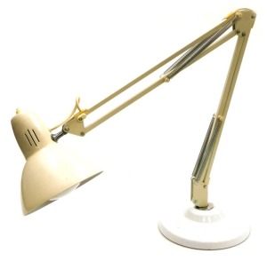 A late 20thC cream and white Anglepoise type table lamp. Buyer Note: WARNING! This lot contains untested or unsafe electrical items. It is supplied for scrap or reconditioning only. TRADE ONLY