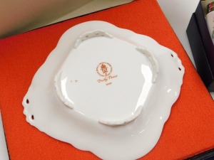 A Royal Crown Derby porcelain Derby Posies pattern twin handled dish, further small box, Wedgwood Wild Strawberry pattern oval dressing table dish, and two Royal Worcester porcelain egg coddlers, all boxed. (5) - 2