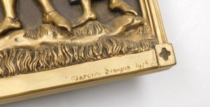 A Marcus Designs plaque 'To The Woods', relief decorated with a young lover entreating his mistress to go to the woods, boxed with certificate, 25cm x 17cm. - 2