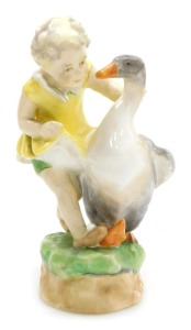 A Royal Worcester porcelain figure, modelled as Goosey Goosey Gander, number 3304, printed marks.