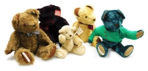 Four Yesterday's Children Teddy bears, one bearing card tag named as Inskip, and a Gotta Getta Gund Teddy bear named as Garnet. (5)