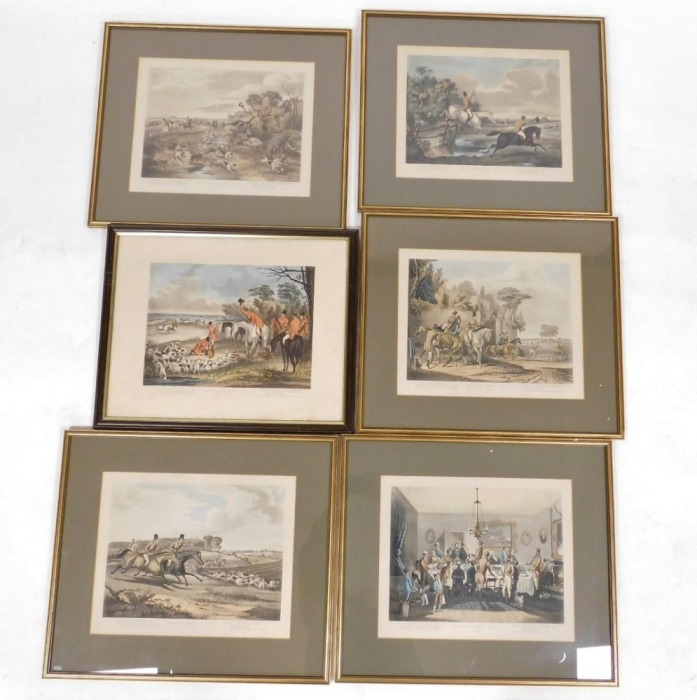 After Francis Calcraft Turner (British, 1772-1846). Bachelor's Hall, plates one to six, colour prints, 26cm x 35cm.