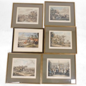 After Francis Calcraft Turner (British, 1772-1846). Bachelor's Hall, plates one to six, colour prints, 26cm x 35cm.