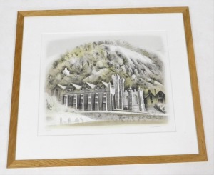 After David Gentleman (British, b.1930). Warehouses, lithograph, limited edition 117/240, signed, 46cm x 56cm. - 2