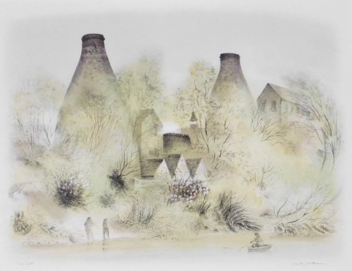 After David Gentleman (British, b.1930). Coalport Ovens, lithograph, limited edition 112/240, signed, 43cm x 55.5cm.