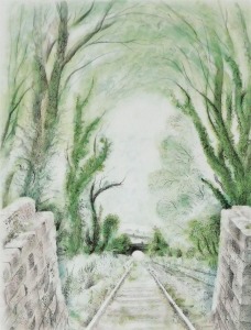 After David Gentleman (British, b.1930). Inclined Plane, lithograph, limited edition 164/240, signed, 55cm x 43cm.