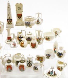 Willow, Tuscan and other crested china, including a model of Blackpool Tower, Arms of Blackpool, swan, Arms of Nottingham, vases, cheese dishes, jugs, etc. (a quantity) - 2