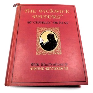 Charles Dickens. The Pickwick Papers, gilt tooled red cloth, with tipped in illustrations by Frank Reynolds RI, published by The Westminster Press Ltd.