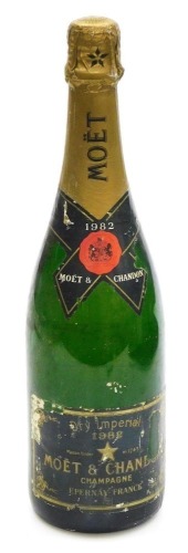 A bottle of Moet & Chandon champagne 1982, Dry Imperial, Epernay, France.
