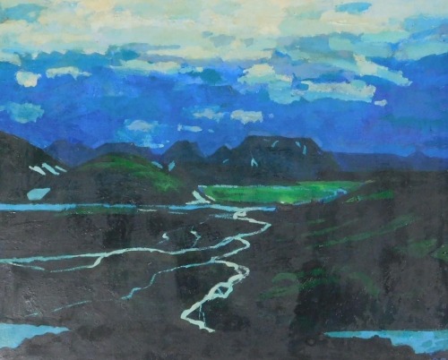 Roy Bizley (British 1930-1999). Near Landmannalaugar, oil on board, monogrammed, dated 89, 56cm x 70cm.