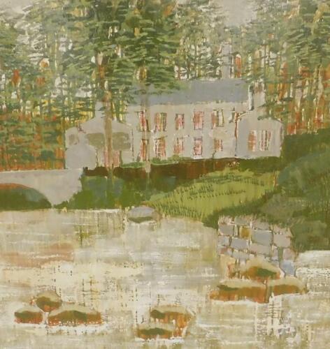 Keith Howden (20thC School). Gibson Mill, Hardcastle Craggs, oil on board, attributed verso, 76cm x 76cm.