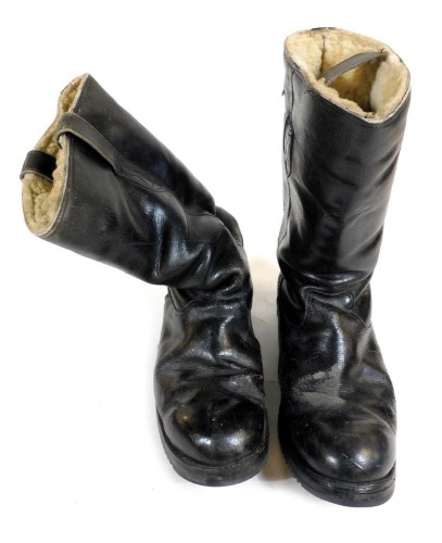 A pair of leather airman's flying boots, size 10.