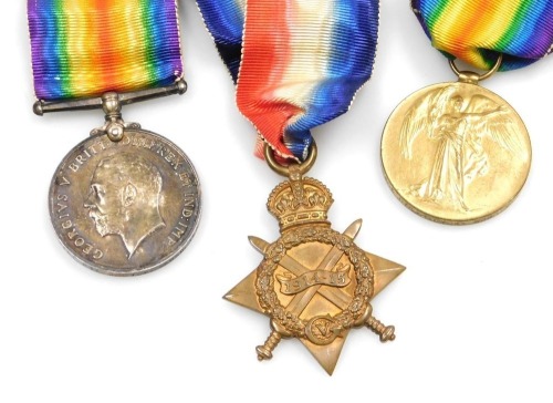 A World War I medal trio, comprising 1914-15 Star, Great War and Victory medals, named to Pte J Dyde, Worcester Yeomanry, 2401.