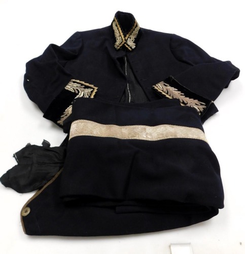 An early 20thC Royal Ceremonial court jacket, together with matching cuffs and trousers.