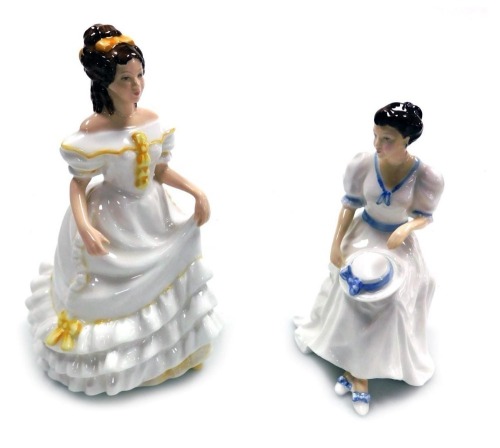 Two Royal Doulton figures, comprising Jean HN3757, and Angela HN3690.
