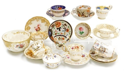 A group of early 19thC English porcelain tea and coffee wares, including Ridgway and Charles Bourne. (a quantity)
