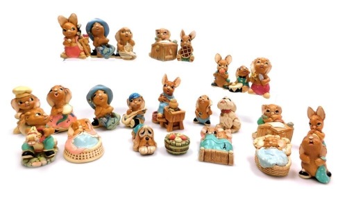 A group of Pendelfin figures, including Scrumpy, Tammy, Blossom, Crocker, Rosa, and Boswell. (a quantity)