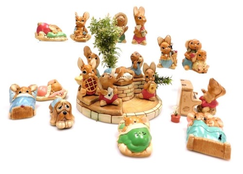 A group of Pendelfin figures, including Muncher, Dandy, Pooch, Twins, and Rocky, together with a bandstand. (a quantity)