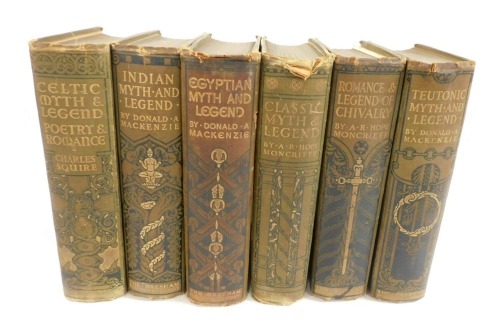 A group of books of myth and legend, comprising Donald A Mackenzie, Teutonic Myth and Legend, Egyptian Myth and Legend, Indian Myth and Legend, AR Hope-Moncrieff, Romance and Legend of Chivalry, Classic Myth and Legend, Charles Squire, Celtic Myth and Le
