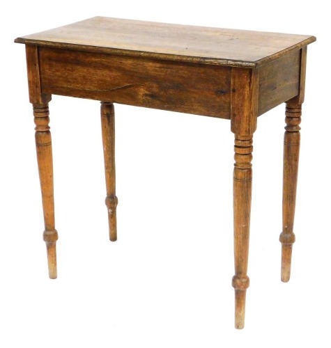 A Victorian oak side table, raised on turned legs, 76cm high, 74cm wide, 40cm deep.