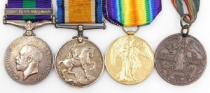 A WWI medal pair, comprising British War medal and Victory medal, inscribed to 24314 Pte. H Mullaney, Yorks and Lancs Rgt., bronze Peace medal 1919 and George V General Service medal with Iraq clasp, inscribed to 42684 Pte. J Mullaney, East Yorks Rgt., wi - 2