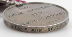 A Army Long Service and Good Conduct medal, (second type), inscribed 516 Staff Arm Sgt. G A Taylor AOC. - 3