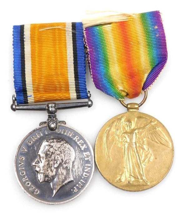 A WWI medal pair, comprising 1914-18 British War medal and Victory medal, inscribed to J59824 RAH Noon, Boy 1 Royal Navy.