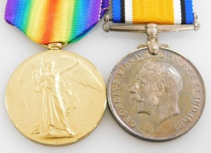 A WWI bronze death plaque and medal pair, the death plaque named to Harold Godber, and the medals inscribed to 306984 Pte H Godber, West Riding Regiment, Killed in Action 3/5/1917, and buried at Arras, with postage envelopes and medal box, with original c - 2