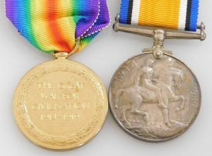A WWI bronze death plaque and medal pair, the death plaque named to Harold Godber, and the medals inscribed to 306984 Pte H Godber, West Riding Regiment, Killed in Action 3/5/1917, and buried at Arras, with postage envelopes and medal box, with original c - 3
