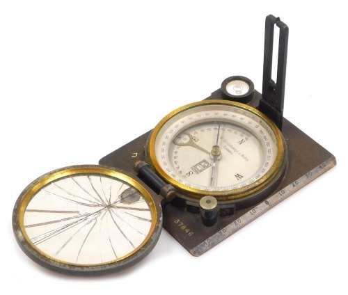 A German military sighting compass by FW Breith?upt & Sohn, Kassel, serial number 37846. (mirror cracked)
