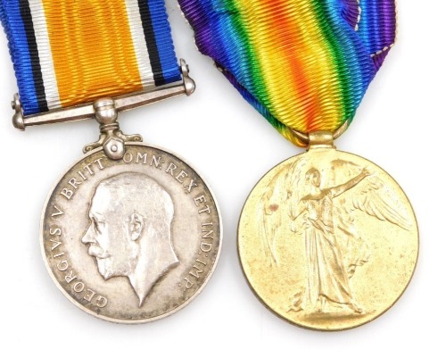 A WWI medal pair, comprising 1914-18 British War medal and Victory medal, inscribed to R2507 W Carlyon AB RNVR (Royal Naval Volunteer Reserve).