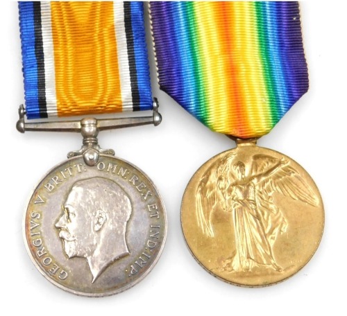 A WWI medal pair, comprising 1914-18 British War medal and Victory medal, inscribed to 400617 Spr J Brisbane RE (Royal Engineers).