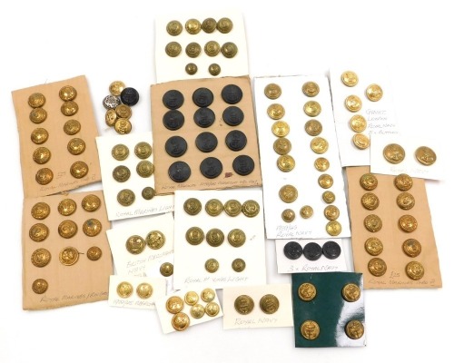 A collection of Royal Navy and Merchant Navy buttons, also including Royal Marines Light Infantry and Royal Marines. (1 tray)