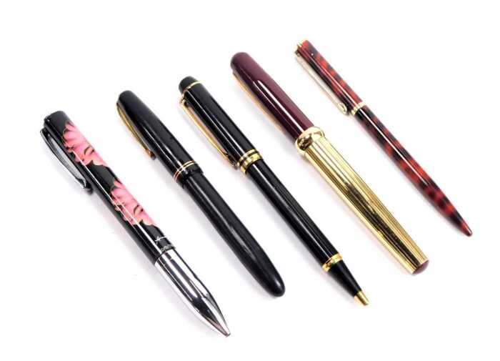 Five fountain and ball point pens, to include Andy Warhol Foundation, Waterman, etc. (1 bag)