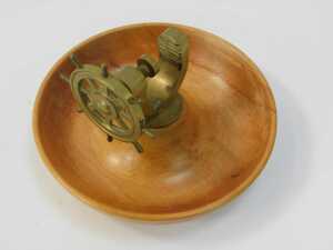 A 20thC teak ship's wheel nut bowl, the central raised brass nut cracker formed as a ship's wheel, 16cm high. - 2
