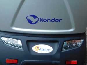 A Kondor Abilize mobility scooter, product number MS03077, serial number 19JSA0012, in a silver and blue finish with instruction booklet, keys and mobility scooter alarm. - 6