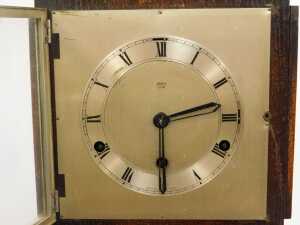 An early 20thC Anvil oak cased grandmother clock, with square set Roman numeral dial, in Art Deco style case, with thirty hour movement, 135cm high, 23cm wide, 17cm deep. - 2