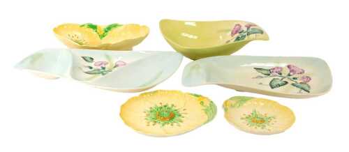 A group of Carltonware pottery, to include double flower head oval dish in yellow, green and orange, 26.5cm wide, matching flower head dishes, 16.5cm wide and 14cm wide, etc. (1 tray)