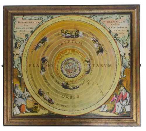 After Andrea Cellarius. The Zodiac Map, print, 76cm x 65cm, framed and glazed.