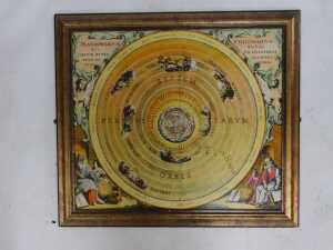 After Andrea Cellarius. The Zodiac Map, print, 76cm x 65cm, framed and glazed. - 2