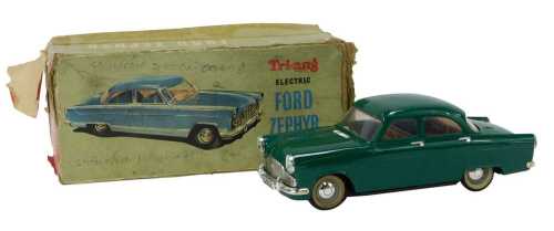 A Tri-ang electric Ford Zephyr, in green, boxed. (AF)