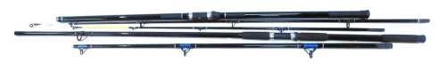 Two beech casting rods, including a Latham's model number U1-1202 12ft beech casting rod, casting weight 80-200g, and a Fladon Charter 14ft beech casting rod, 100g-250g. (2)