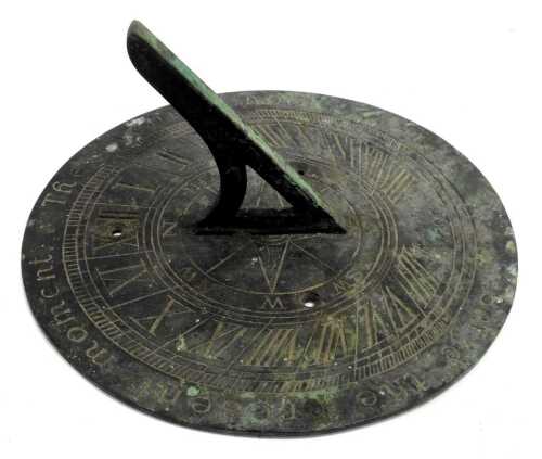 A 20thC cast metal sundial, 19.5cm diameter.