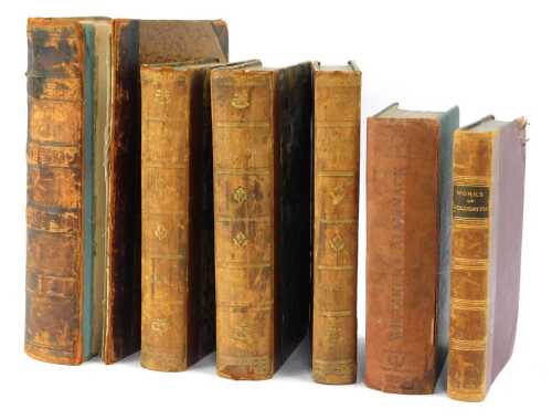 19thC and later leather bindings, including The Life and Services of Admiral Lord Nelson, volumes 1-3, published by Fisher Son and Co London, together with Complete Works by Robert Burns published by George Virtue London, etc. (a quantity)